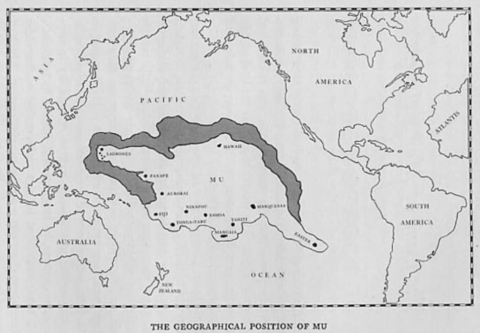 l’ipotetica collocazione di Mu secondo una mappa presente su wikipedia e tratta dall libro di Churchward