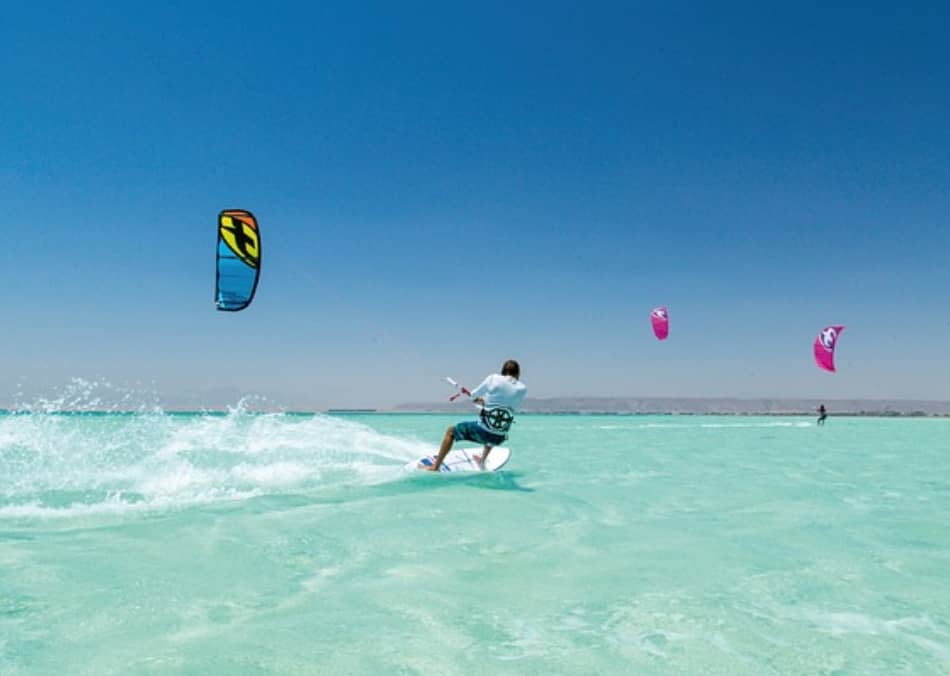 La prova del Kite Surf in questo mare assolutamente turchese?